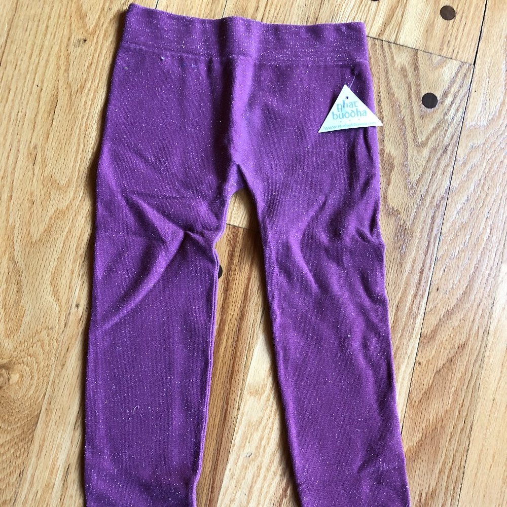 Phat Buddha NWT Girls leggings-Plum with sparkles-one size